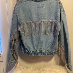 Amazing Rhinestone Fringe Jean Jacket